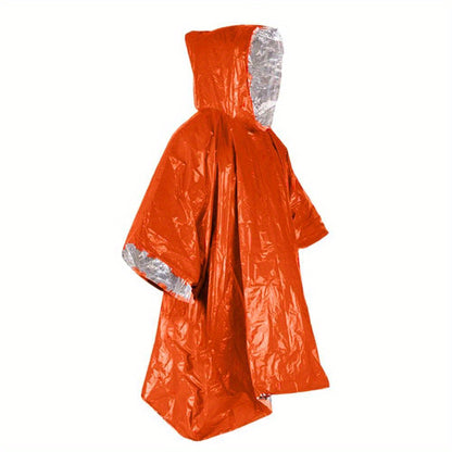 Portable Waterproof Survival Raincoat with Reflective Blanket for Camping and Hiking