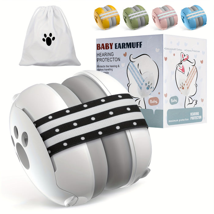 Babybond Earmuffs for 0-3 Years - Phthalate-Free Plastic Hearing Protection, Noise Cancelling Headphones for, Ideal for Halloween and Christmas Gifts, Adjustable Headband - White
