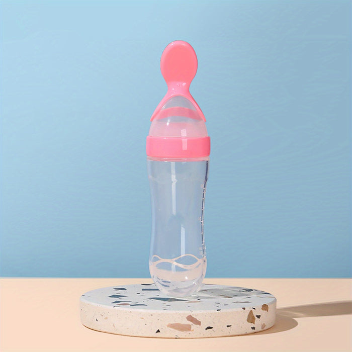 90ml/3oz Baby Silicone Spoon Feeder, Rice Paste Silicone Bottle & Spoon Set, Squeeze Food Feeder For Outside And Home Easter Gift