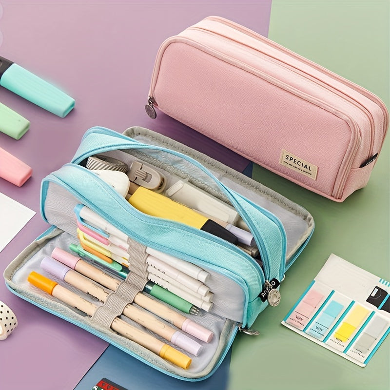 Large Capacity 3-Layer Pencil Case for Students: Japanese/Korean Style Multifunctional Pencil Bag