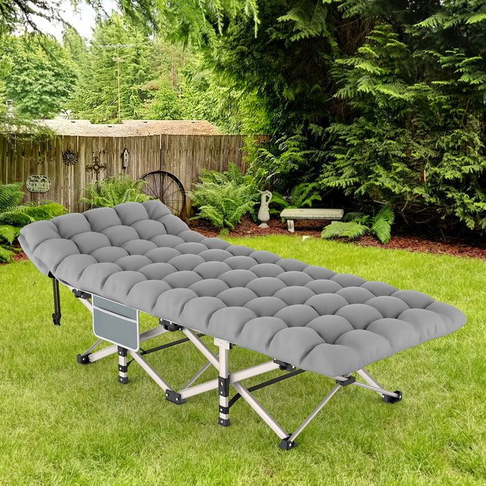 Folding Camping Cot With Mattress, Sleeping Cots For Adults - Heavy Duty Grey - Portable & Durable - Perfect for Camping, Hiking & Backpacking - Ideal Gift for Outdoor Enthusiasts