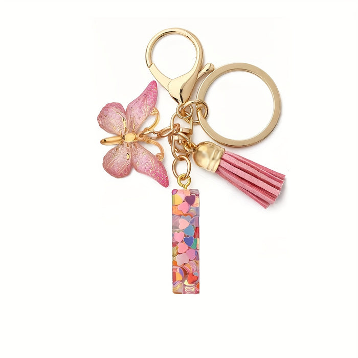 1pc Initial Letter Keychain Pendant Resin Letter Keychain Purse Backpack Accessories