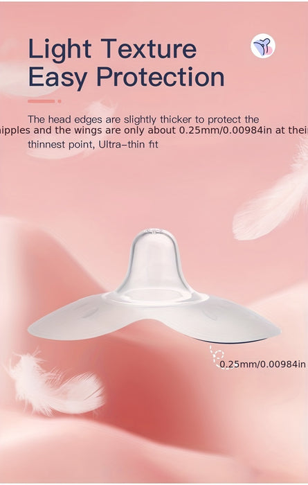 2pcs Breastfeeding Nipple Shields - Butterfly Shaped Silicone Nipple Protectors, Soft Nipple Covers - For Nursing Mothers -  Suitable for Sore or Flat Nipples -  Perfect Gift for New Moms