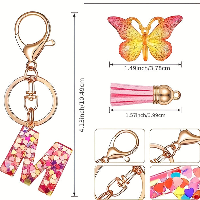 1pc Initial Letter Keychain Pendant Resin Letter Keychain Purse Backpack Accessories