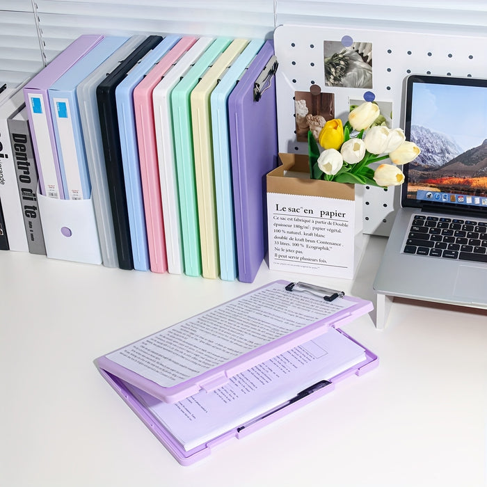 A4 File Folder Storage Box with Clip, Large Capacity for Student Test Papers, Subject Classification, Multi-functional for Music and Information Books