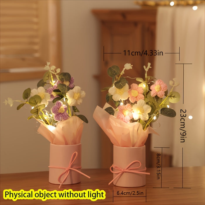Charming Fleece Puff Tulip in Illuminated Gift Bag - Perfect for Birthday & Holiday Decor, Spring Home Accent, No Battery Required, Flower Decorations