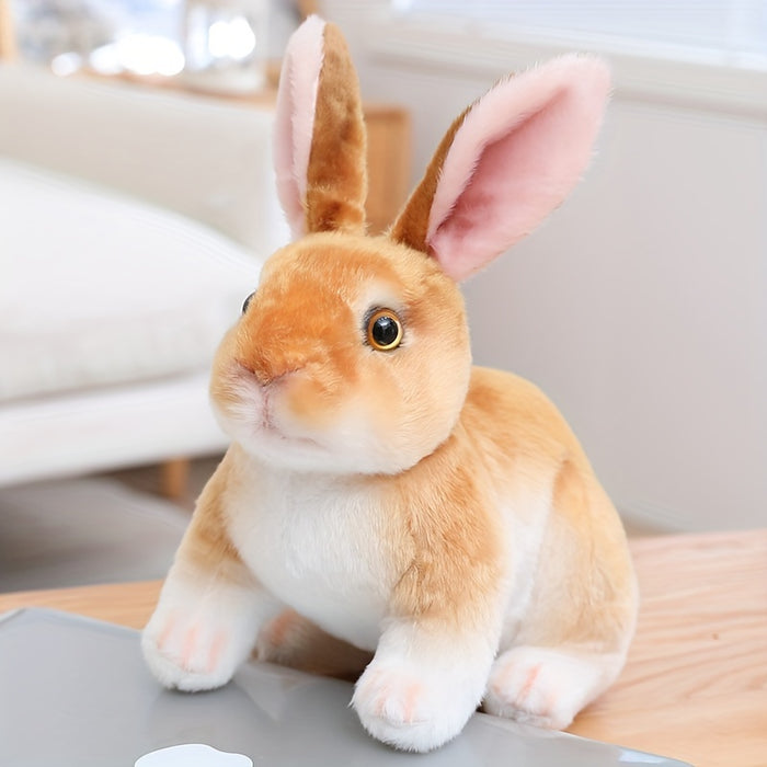 6.29in Lifelike Cute Rabbits Plush Toy - Realistic Bunny Simulation Model, 16cm Photo Props for Birthday, Home Decoration, Easter, Christmas, and Halloween Gifts