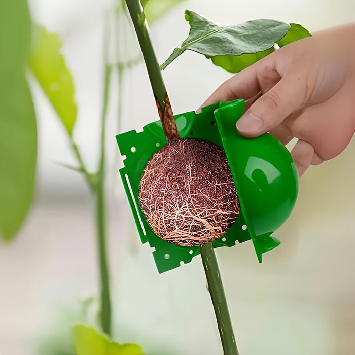 10pcs, 5cm/1.97in Diameter Plastic Plant Rooting Ball Grafting Tool, Green High Pressure Propagation Device For Air Layering And Seedling Cutting, Gardening Supplies