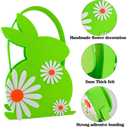3pcs Felt Easter Bunny Baskets with Handles - Perfect for Easter Egg Hunts & Gifts, No Batteries Required