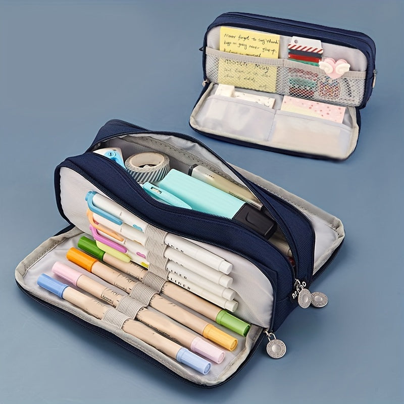 Large Capacity 3-Layer Pencil Case for Students: Japanese/Korean Style Multifunctional Pencil Bag