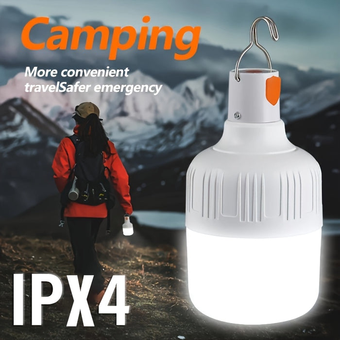 Outdoor USB Rechargeable Flashlight, LED Bulb, Portable Lantern Night Light, High Brightness Lamp, Camping Handheld Light with Hook, Suitable for Emergencies, Exploration, Camping, And Fishing.