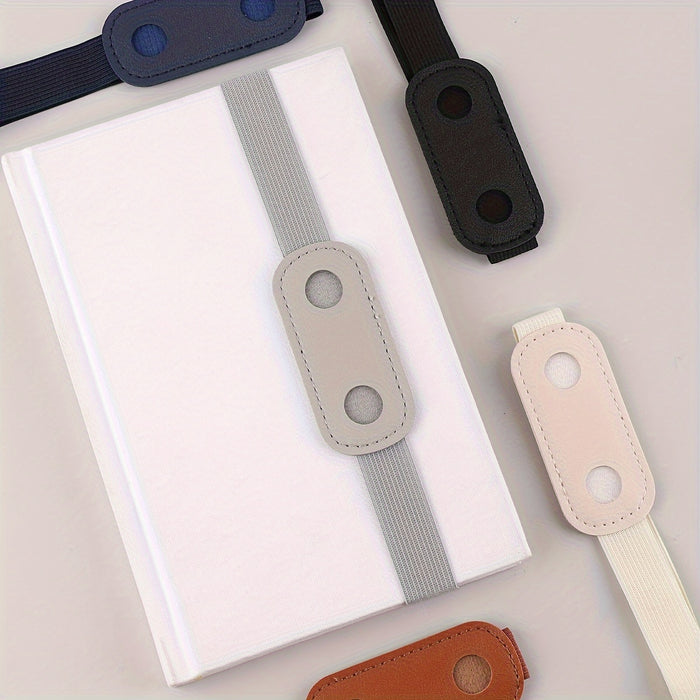 1pc Solid Color Notebook Pen Cover Pen Holder Pu Single Storage Elastic With Pen Bag