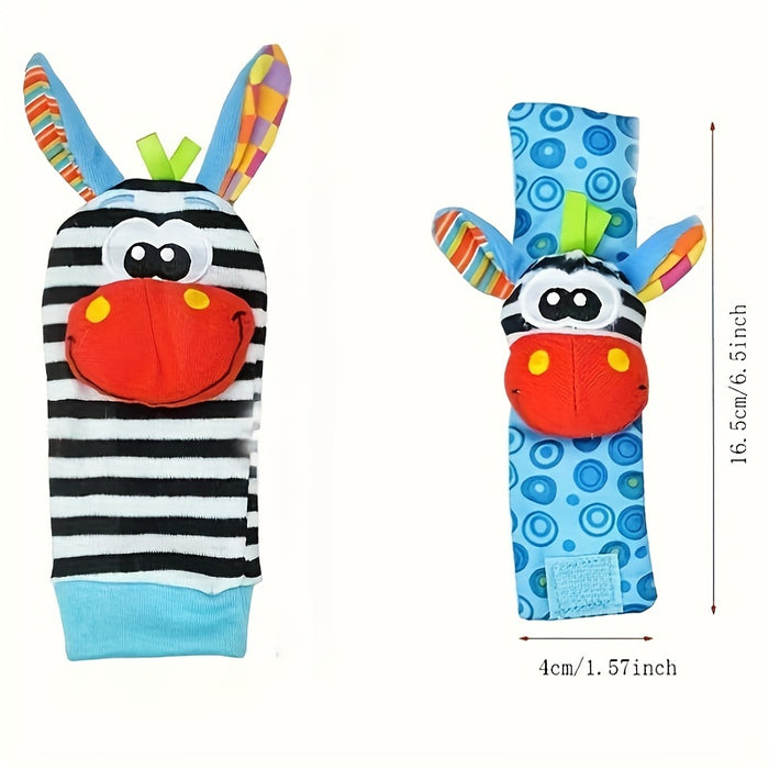 Newborn Baby Cartoon Animal Wrist Bell Rattle Socks, New Set Of And Plush Stuffed Toys, Cute And Comfortable Children'S Indoor Socks, Colourful And Diverse Styles, Gifts For Boys And Girls Doll Wrist Watch