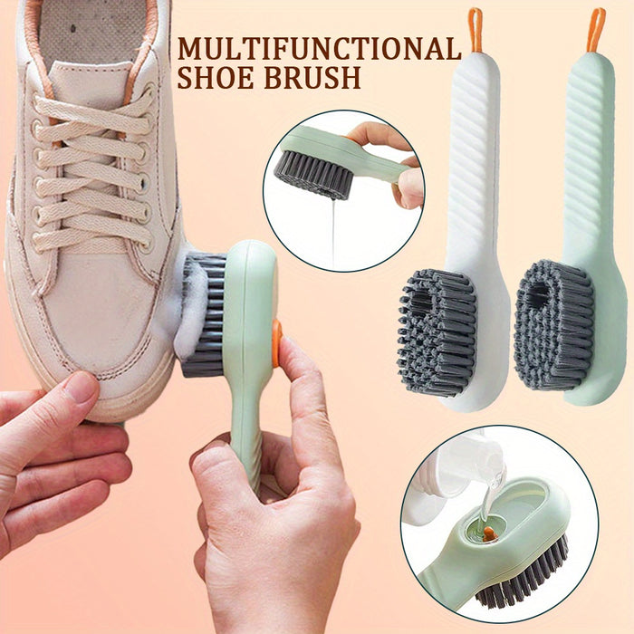 1pc Long Handle Shoe Brush with Liquid Holder, Multifunctional Shoe Cleaning Brush for Household Use, Soft Bristles Shoe Tool