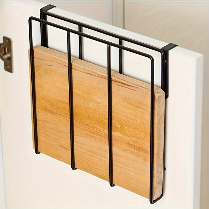1pc Versatile 3-Tier Kitchen Rack - Space-Saving Wall-Mounted Metal Shelf for Paper Towels, Pot Lids & Cutting Boards with Wooden Accents - Sleek Modern Design for Efficient Storage, Kitchen Organizers And Storage, Utility Ra