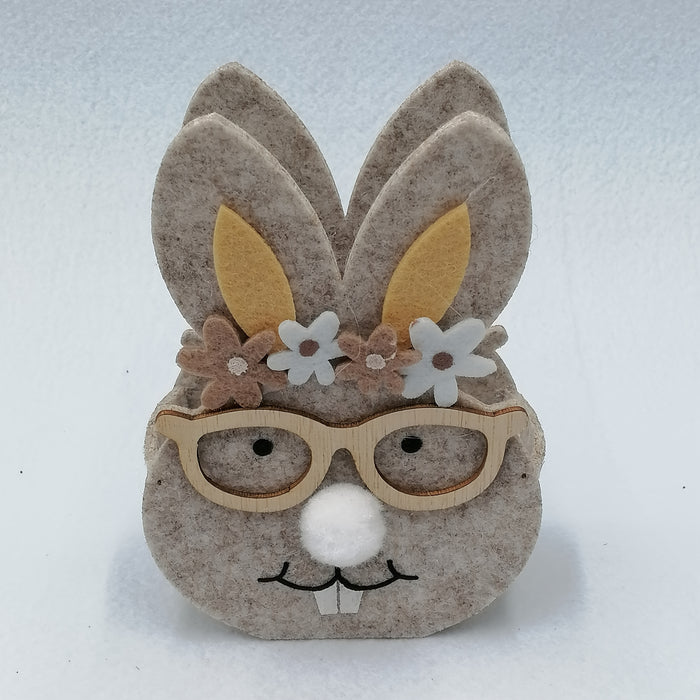Light Grey Felt Fabric Cute Rabbit Basket, Easter Party Storage Decorative Basket, No Feathers, Holiday Home Decor