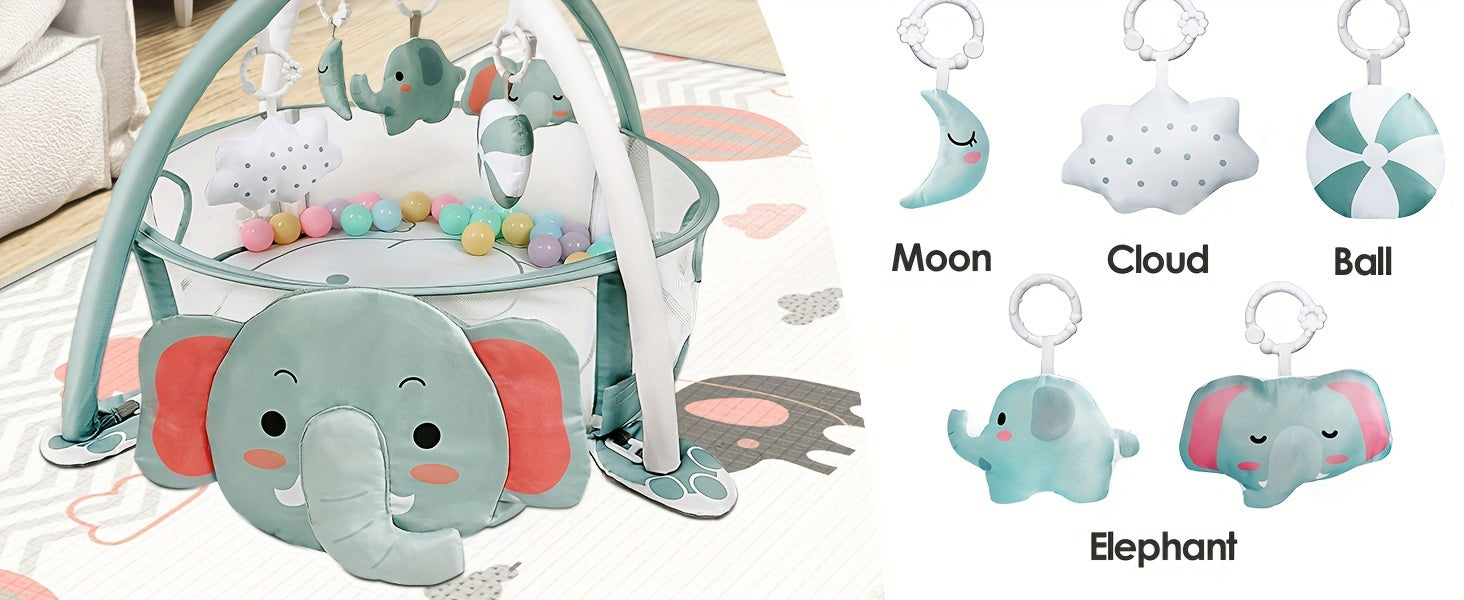 Dearlomum 4 In 1 Baby Play Mat Baby Gym, Tummy Time Mat For Floor Activity Fitness Ball Pit, Includes 30 Balls With 5 Baby Learning Sensory Baby Toys For Newborn Boys And Girls Gift