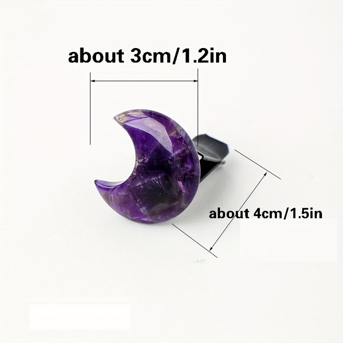1pc Natural Quartz Crystal Car Vent Clip, Star Moon Heart Shape, Non-Electric Auto Air Vent Decoration, Ideal for Christmas Halloween Graduation Juneteenth Gifts
