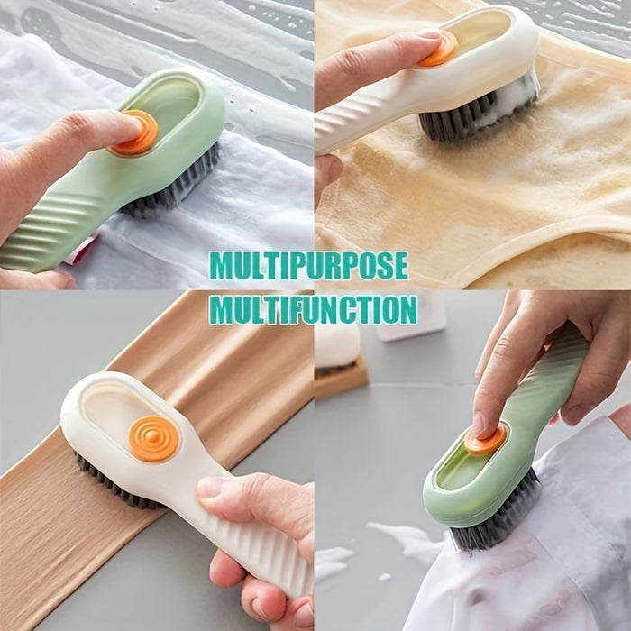 1pc Long Handle Shoe Brush with Liquid Holder, Multifunctional Shoe Cleaning Brush for Household Use, Soft Bristles Shoe Tool