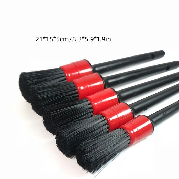 5pcs set, hardcover car beauty car wash detail brush five-piece set pp car wash brush box packed pig hair nylon sharpened brush