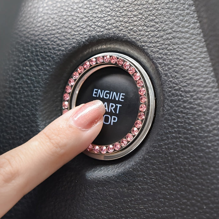 Car One-Button Start Rhinestone Ignition Ring Decoration, Thanksgiving Christmas New Year Gift