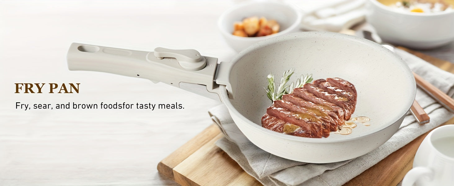 12 Pcs Nonstick Pots and Pans Set with Detachable Handle