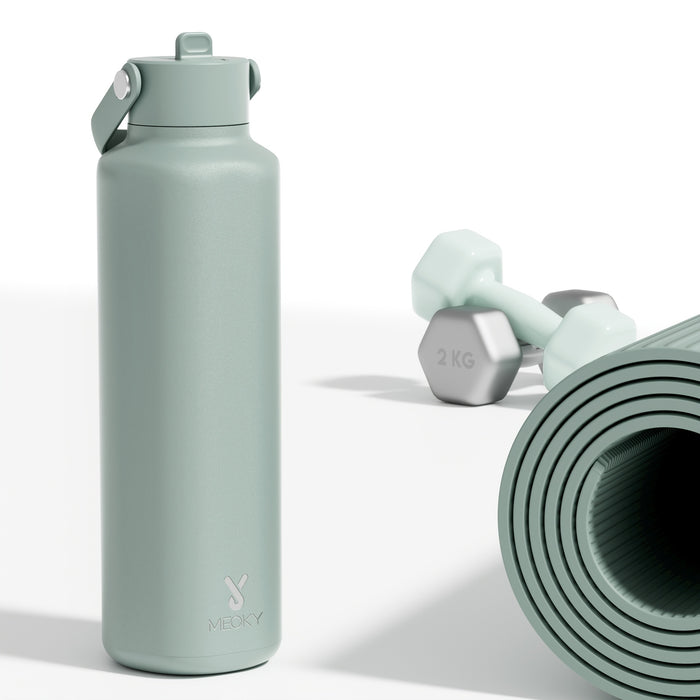 Meoky 24oz Hexagonal Insulated Stainless Steel Water Bottle - Leakproof, BPA-Free, Keeps Drinks Cold for 24 Hours, with Lid & Spout, Portable with Handle - Ideal for Sports, Fitness, Hiking, Driving - Great Thanksgiving & Chr