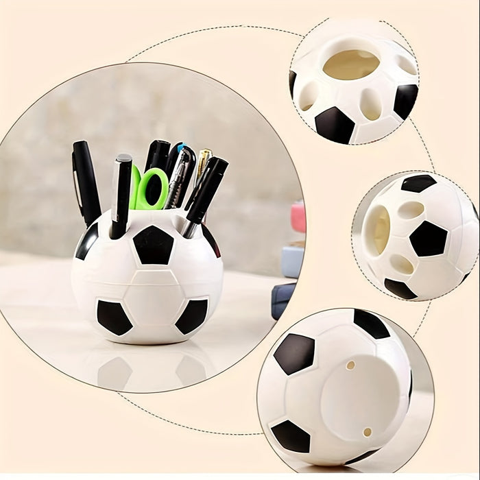 1pc Cartoon Football Pen Holder, Multi-functional Plastic Pen Organizer for Office Desk Supplies