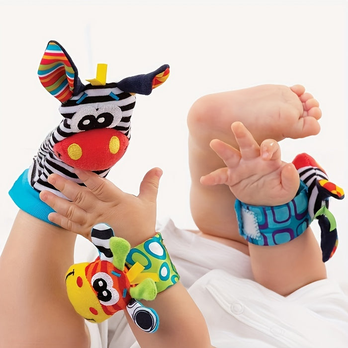 Newborn Baby Cartoon Animal Wrist Bell Rattle Socks, New Set Of And Plush Stuffed Toys, Cute And Comfortable Children'S Indoor Socks, Colourful And Diverse Styles, Gifts For Boys And Girls Doll Wrist Watch