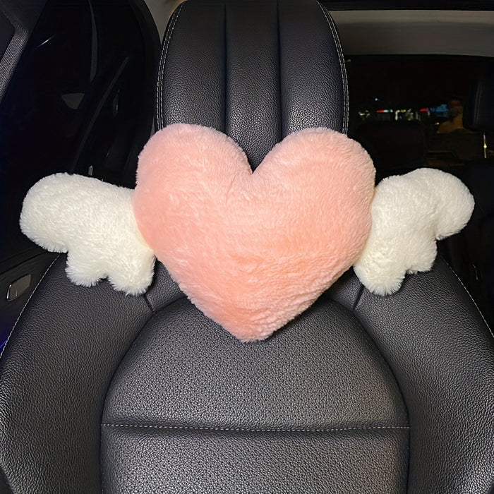 1pc Cute Cartoon Car Headrest Pillow, Neck Support Pillow, Cartoon Duck Love Heart Back Waist Pillow Seat Back Cushion Car Interior Decoration