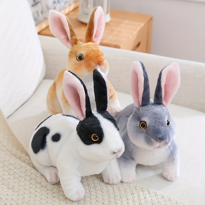 6.29in Lifelike Cute Rabbits Plush Toy - Realistic Bunny Simulation Model, 16cm Photo Props for Birthday, Home Decoration, Easter, Christmas, and Halloween Gifts