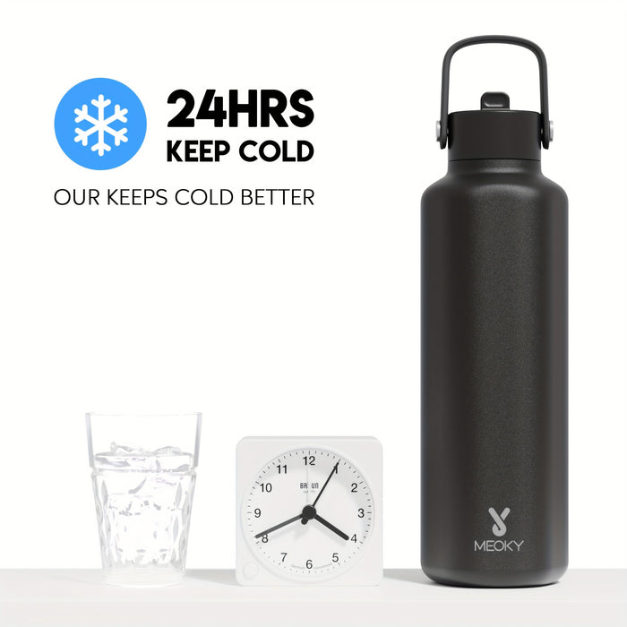 Meoky 24oz Hexagonal Insulated Stainless Steel Water Bottle - Leakproof, BPA-Free, Keeps Drinks Cold for 24 Hours, with Lid & Spout, Portable with Handle - Ideal for Sports, Fitness, Hiking, Driving - Great Thanksgiving & Chr