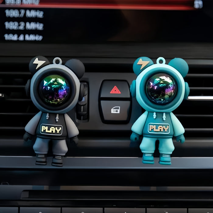 1pc/4pcs Astronaut Lightning Bear Design Car Air Freshener, Car Air Vent Aromatherapy Diffuser Clip, Car Air Outlet Decoration Clip, Car Interior Decoration Accessories Eid Al-Adha Mubarak