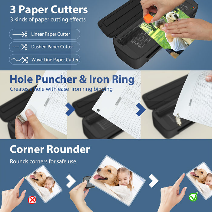 11-in-1 Laminator With 36 Laminating Sheets, Desktop Thermal Laminator With 2 Temperature Mode, Built-in Paper Trimmer, And 3 Cutter Heads-Ideal For Office School Business, 9inch/A4 Letter Size
