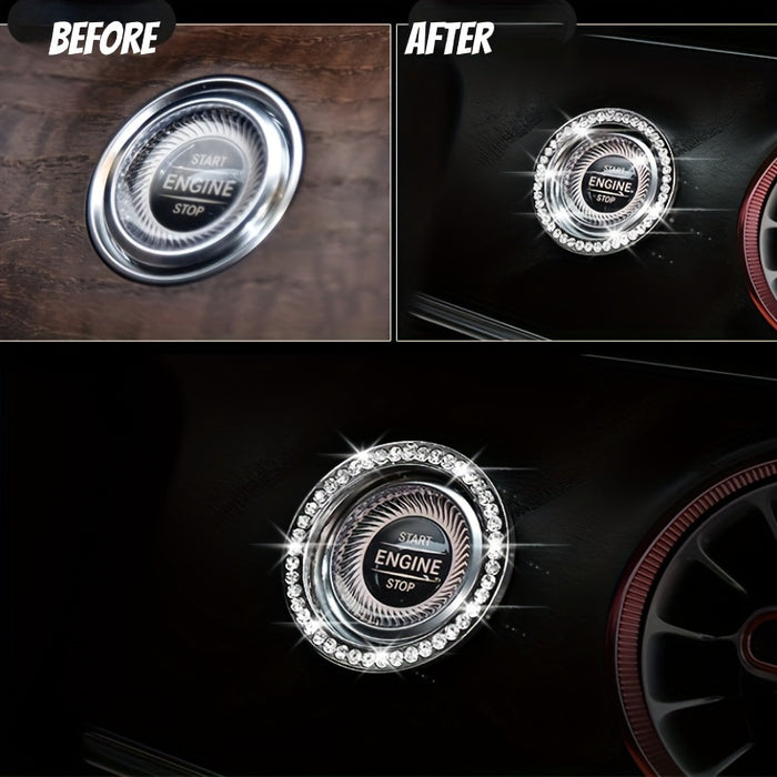 Car One-Button Start Rhinestone Ignition Ring Decoration, Thanksgiving Christmas New Year Gift