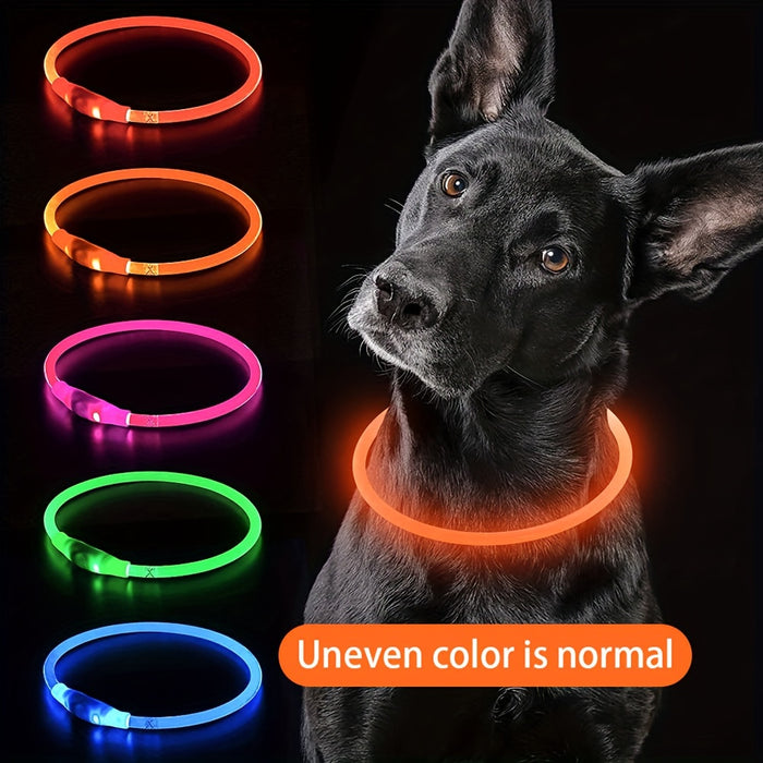 Rechargeable LED Dog Collar with Anti-Loss Feature, Bright Night Light for Dogs