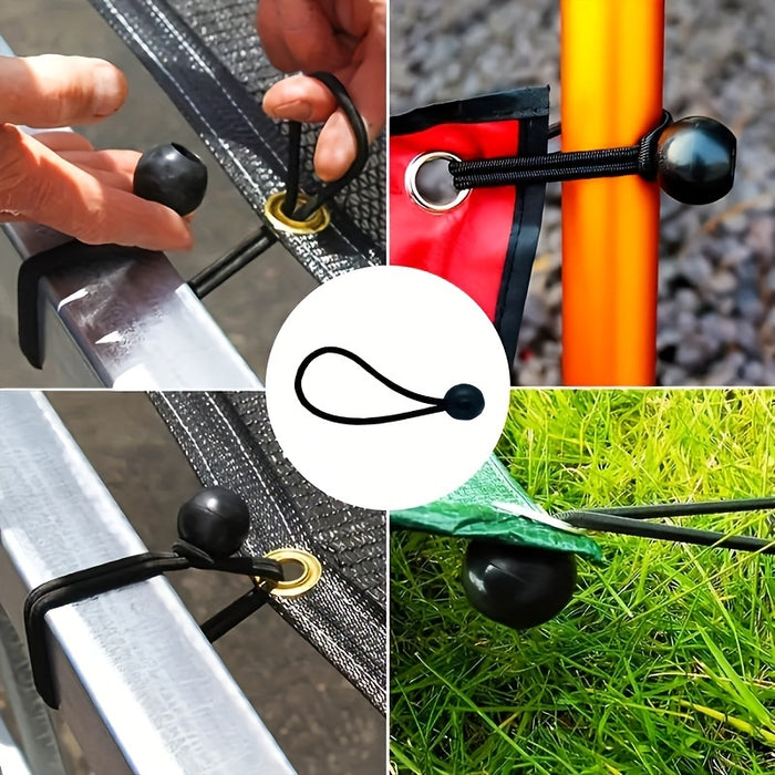 20pcs Heavy Duty Bungee Cord Balls with 20 Pcs, UV Resistant for Camping, Tarp, Shelter, Cargo, Tent Poles, RV, Net