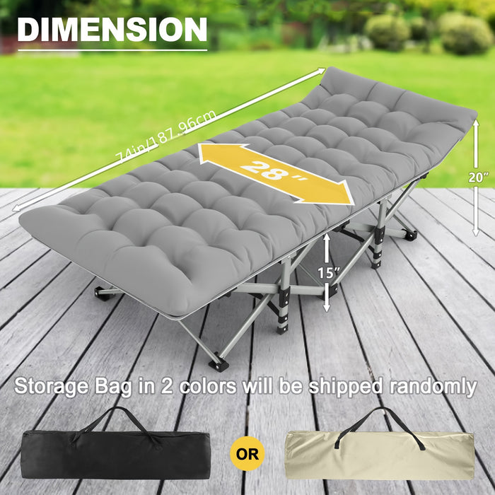 Folding Camping Cot With Mattress, Sleeping Cots For Adults - Heavy Duty Grey - Portable & Durable - Perfect for Camping, Hiking & Backpacking - Ideal Gift for Outdoor Enthusiasts