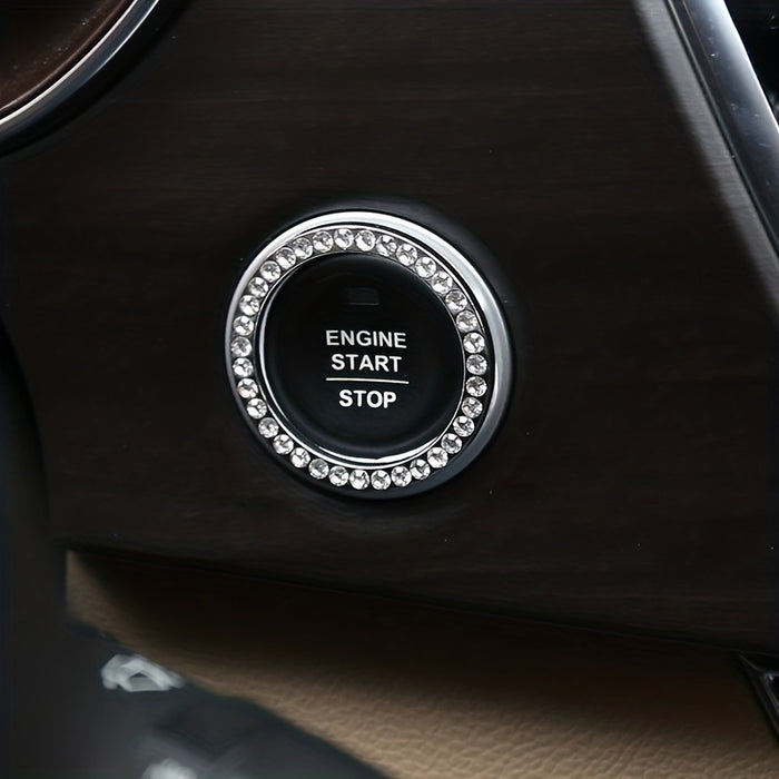 Car One-Button Start Rhinestone Ignition Ring Decoration, Thanksgiving Christmas New Year Gift