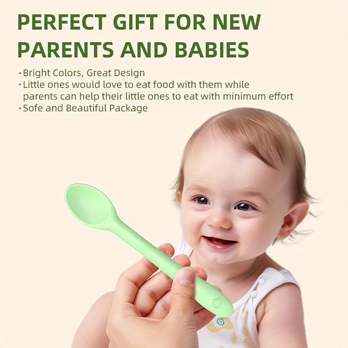 6pcs Silicone Baby Spoons Flexble Bend Handle for Easy Feeding As Halloween, Chrismas Gift