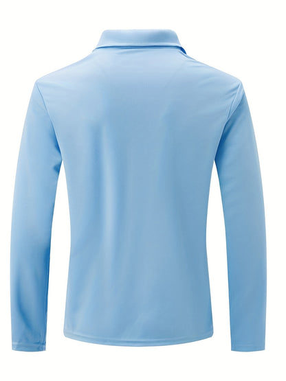 Men's Casual Long Sleeve Zipper Lapel Shirt with Chest Pocket, Spring/Fall Outdoor Wear