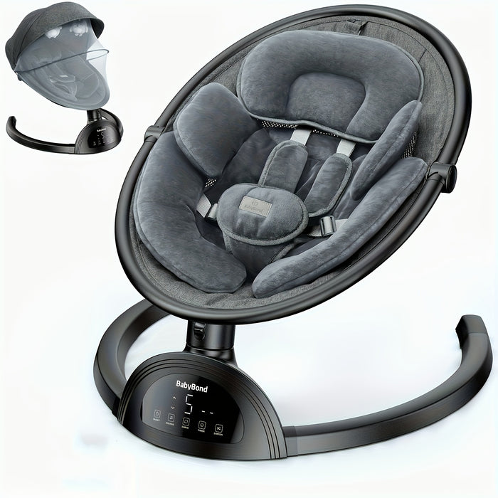 Infant Swing with Music Speaker with 3 Seat Positions, 5 Point Harness Belt, 5 Speeds And Remote Control - Portable Baby Swing for Indoor And Outdoor