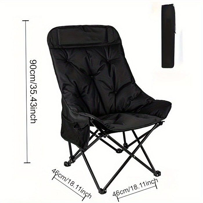 Ergonomic High-Back Moon Chair Set with Cushion - Stainless Steel Frame, Portable & Foldable - For Outdoor BBQs, Picnics & Camping - Perfect for Adults - Ideal Gift for Garden Lovers & Outdoor Enthusiasts