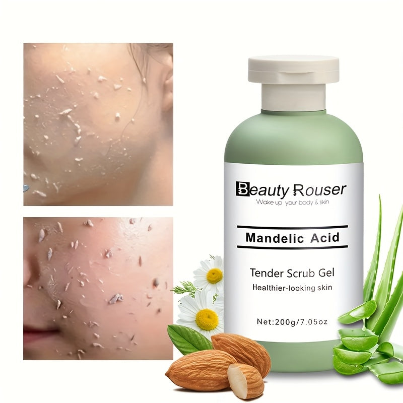 Mandelic Acid Cleansing Gel with Aloe and Rose Extract - Gentle, Moisturizing Face and Body Scrub, Deep Pore Cleansing, Unclogs Skin, Alcohol-Free, Suitable for All Skin Types,