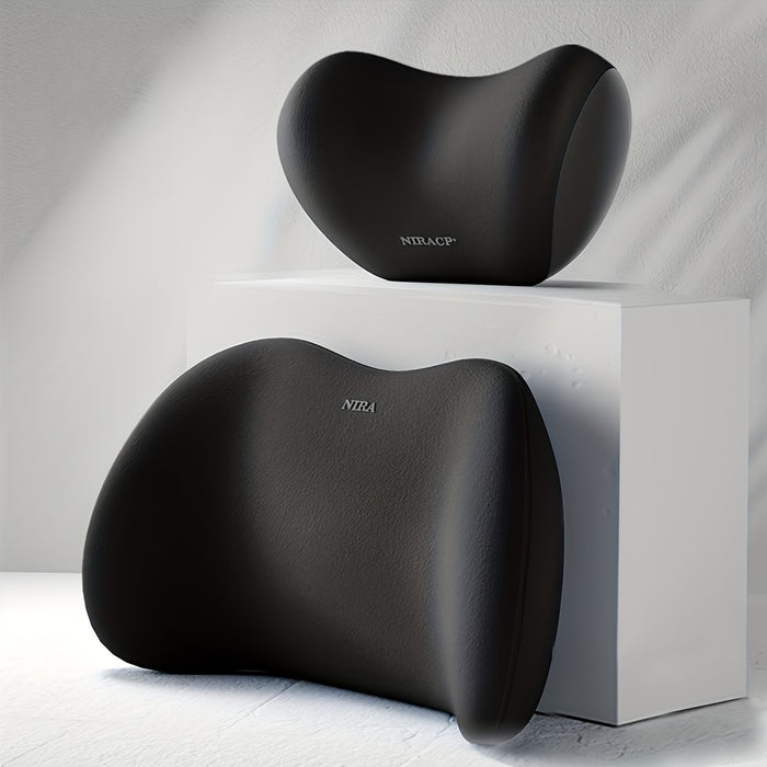 1pc Memory Foam Car Neck and Lumbar Pillow - Comfortable Support for Headrest and Back Cushion - Ideal for Drivers and Passengers