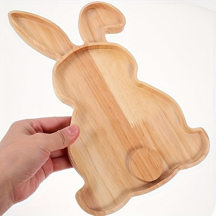 Easter Bunny-Shaped Wooden Serving Tray - Contemporary Rabbit Design for Afternoon Tea & Snacks, Smooth Oil-Rubbed Finish, Ideal for Holiday Entertaining, Afternoon Tea Accessory|Bunnyshaped Design|Smooth Wooden Surface, Rabb